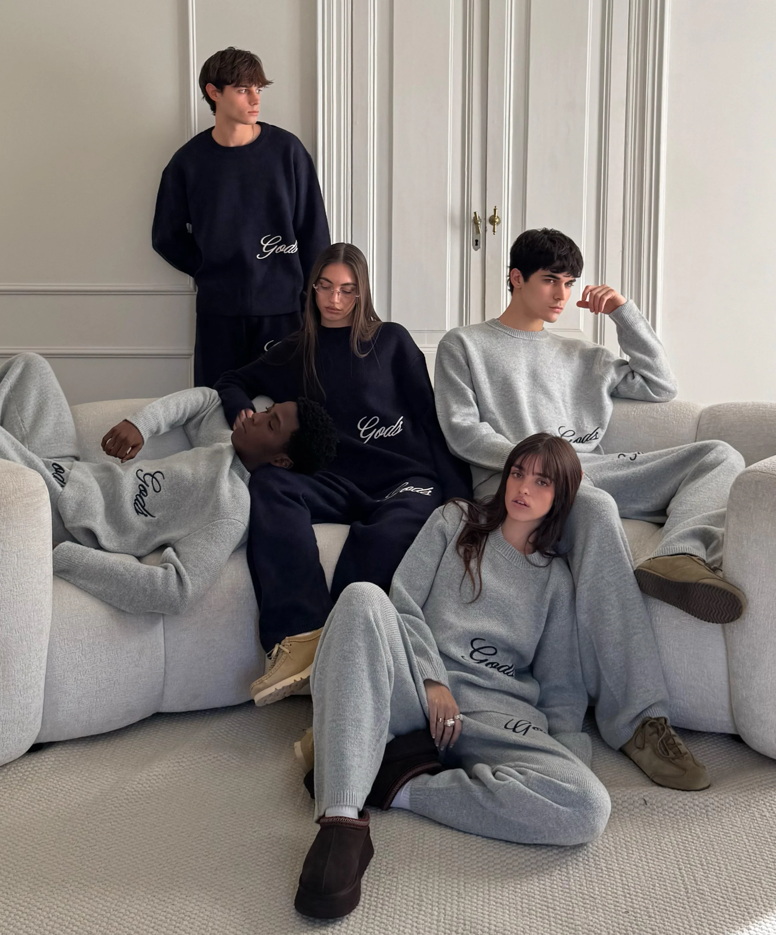 Handwritten Knitted Joggers Navy - Image 6